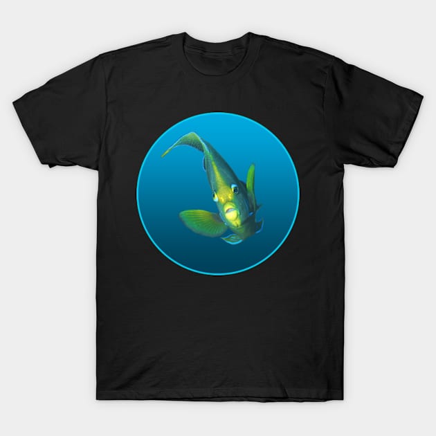 Angelfish | Posing against a blue gradient background | T-Shirt by Ute-Niemann